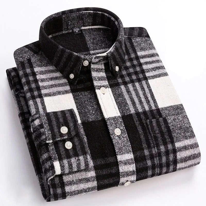 Men's everyday comfort flannel shirt, versatile button-up style, long sleeve.