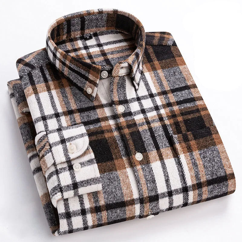 Versatile men's flannel shirt, perfect for everyday style, long sleeve apparel.