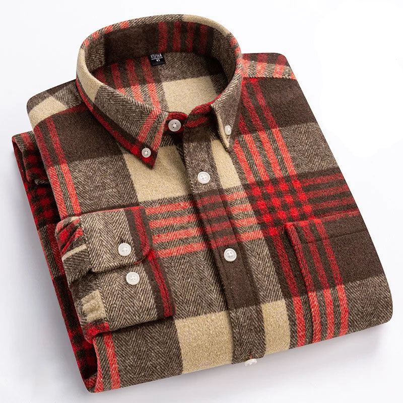 Everyday men's flannel shirt, versatile long sleeve button-up for casual comfort.