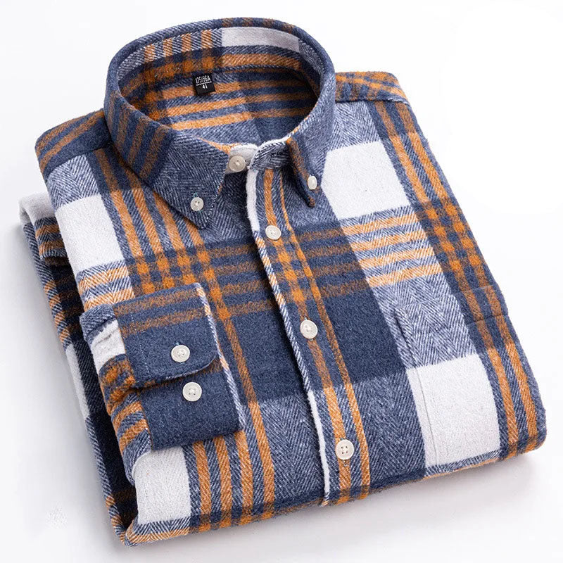 Men's long sleeve flannel shirt, essential button-up for casual everyday layering.