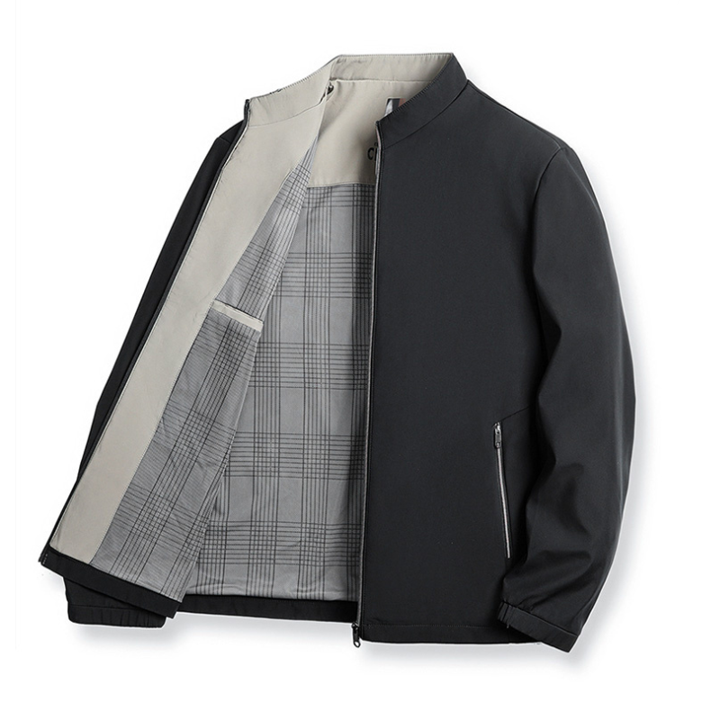 Men's everyday comfort jacket, sleek style, tailored fit & practical zippered pockets for fashion.