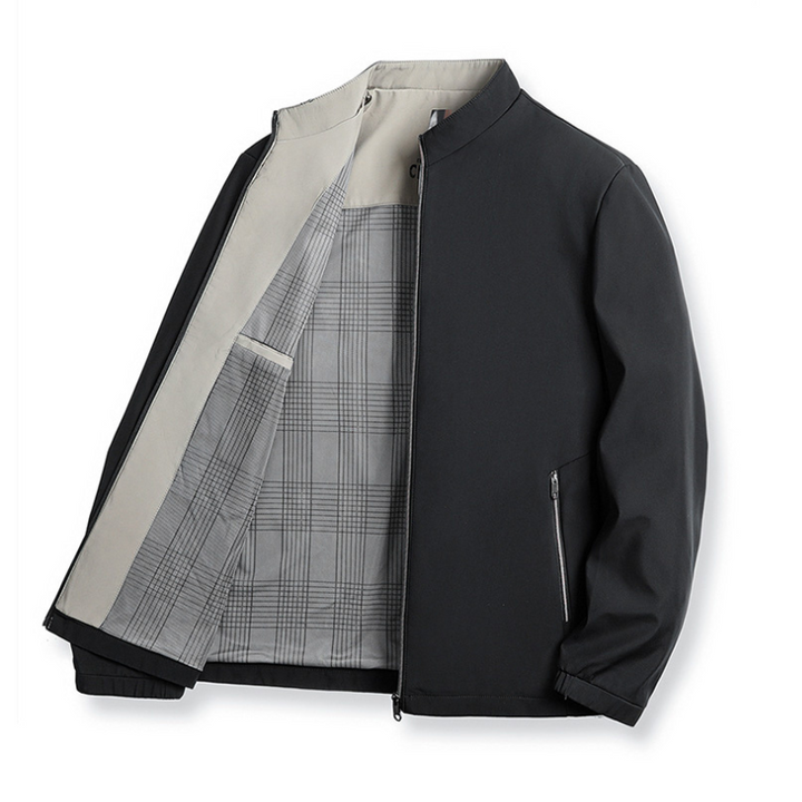 Men's everyday comfort jacket, sleek style, tailored fit & practical zippered pockets for fashion.