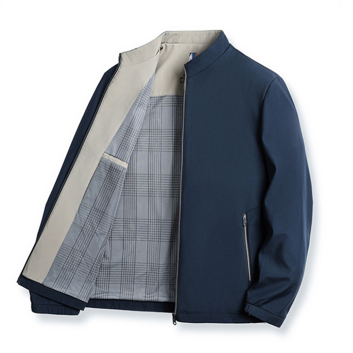 Black men's comfort jacket, sleek style & tailored fit, great for versatile casual outerwear.