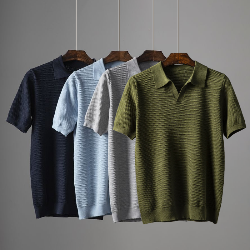 Man wearing a stylish & comfortable Men's Everyday Polo Shirt. Perfect for versatile casual menswear.