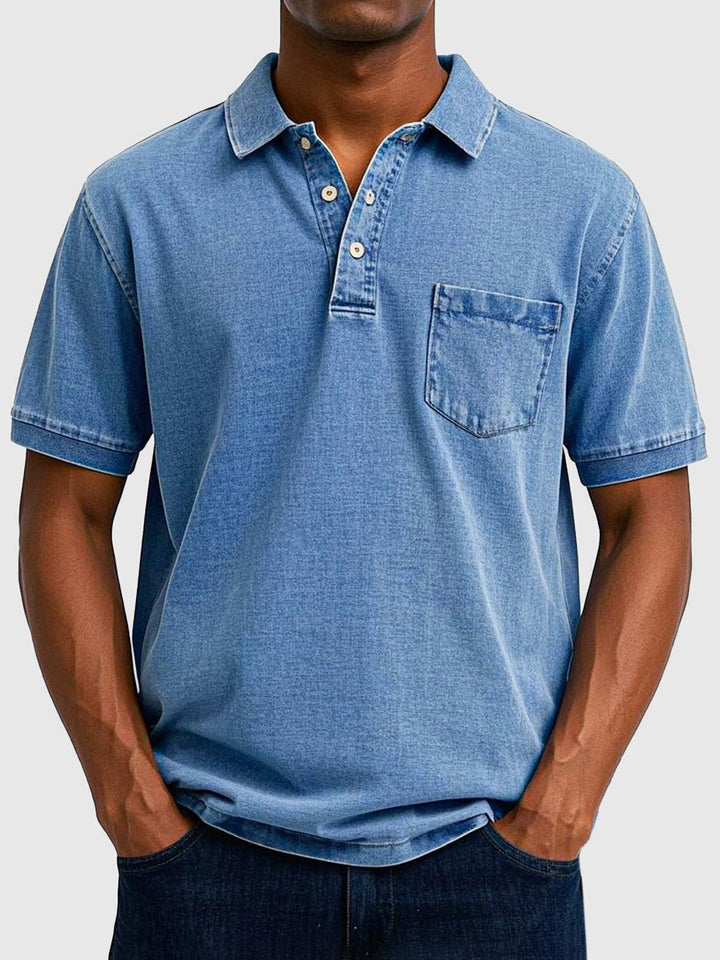 Men's everyday comfort polo shirt, short sleeve, button collar, perfect for casual summer style.