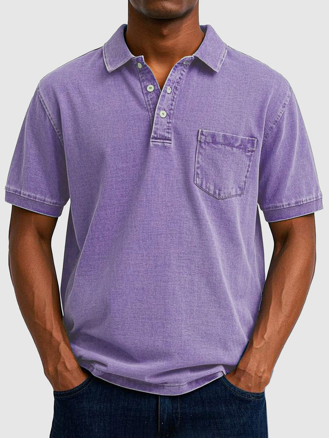 Comfortable men's polo top, short sleeve, button collar. A versatile regular fit shirt for everyday & summer.