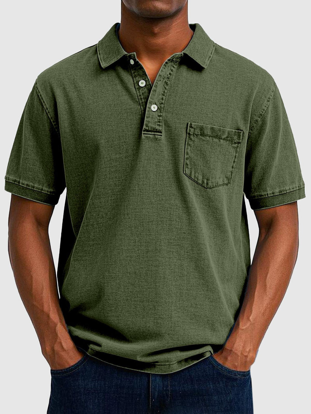 Casual men's short sleeve polo, comfortable & versatile. Features a button collar & regular fit for everyday.