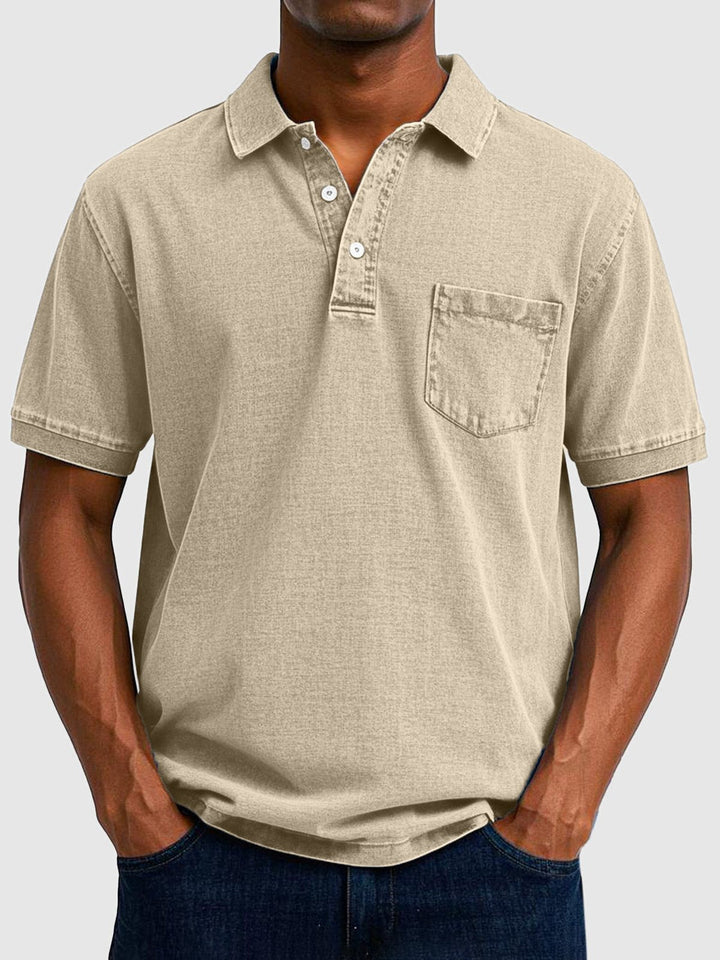 Everyday men's comfort polo top, short sleeve, regular fit, button collar. Essential for versatile summer wear.
