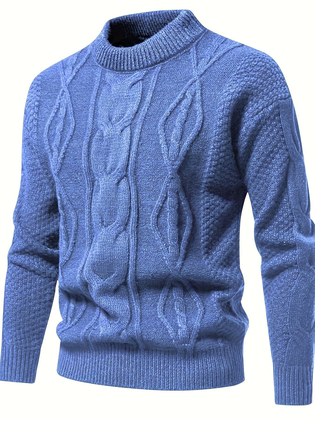 Men's everyday knitted jumper. Soft round neck long sleeve sweater for comfortable casual wear & versatile fashion.