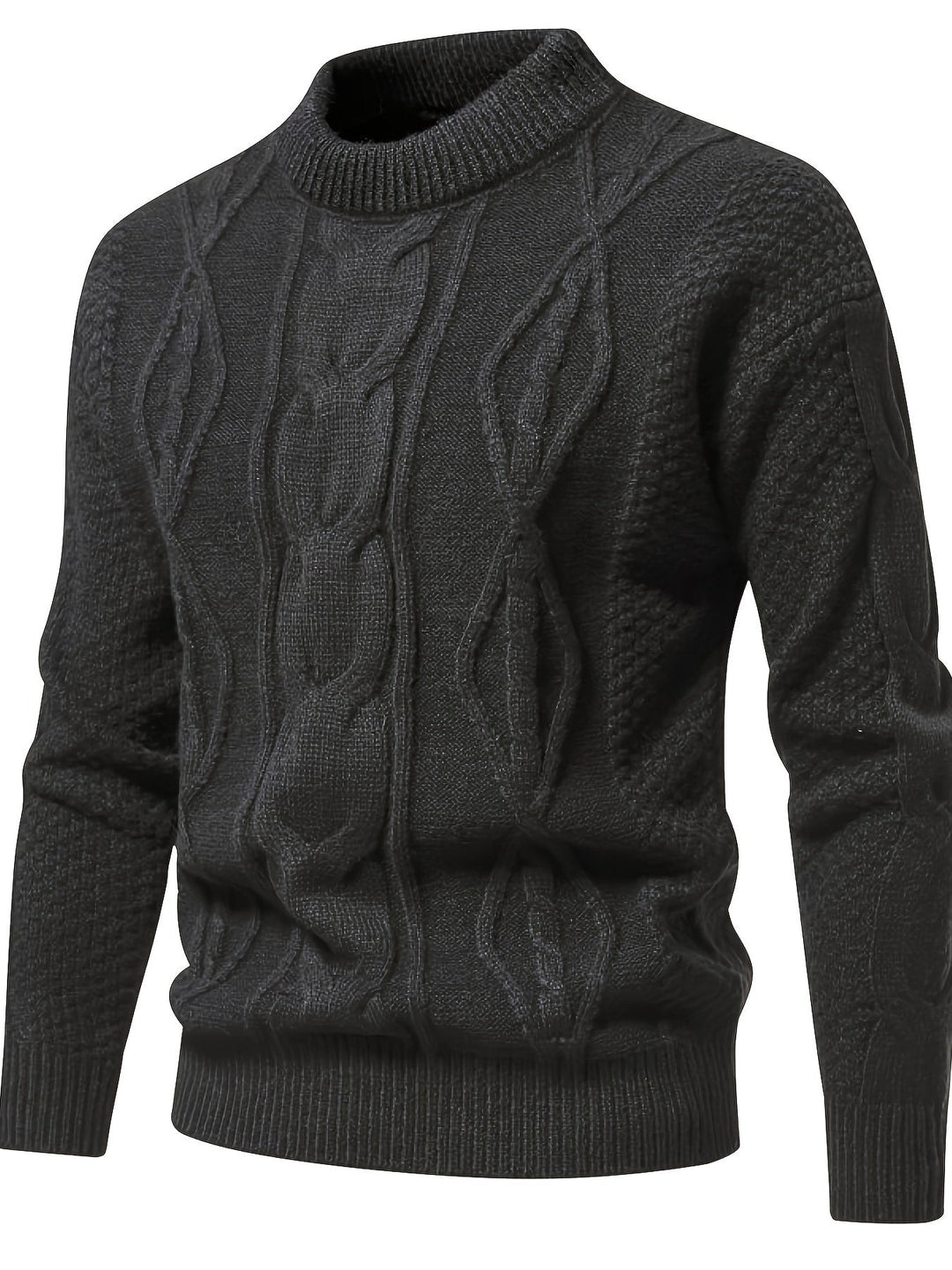 Versatile men's knitted jumper. Comfortable long sleeve round neck sweater, ideal for everyday casual fashion.