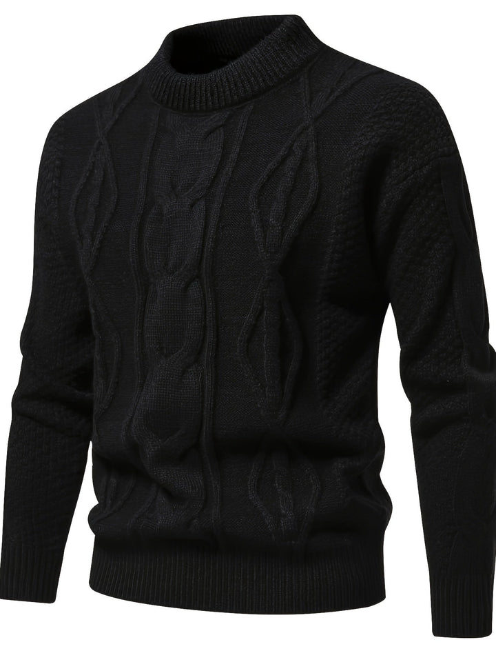 Theo men's everyday knitted jumper. Soft, comfortable long sleeve round neck sweater for versatile casual style.