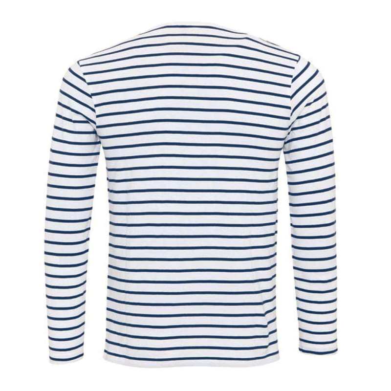 Ewan men's striped Henley long sleeve shirt, dark green and navy, offering a comfortable and stylish look