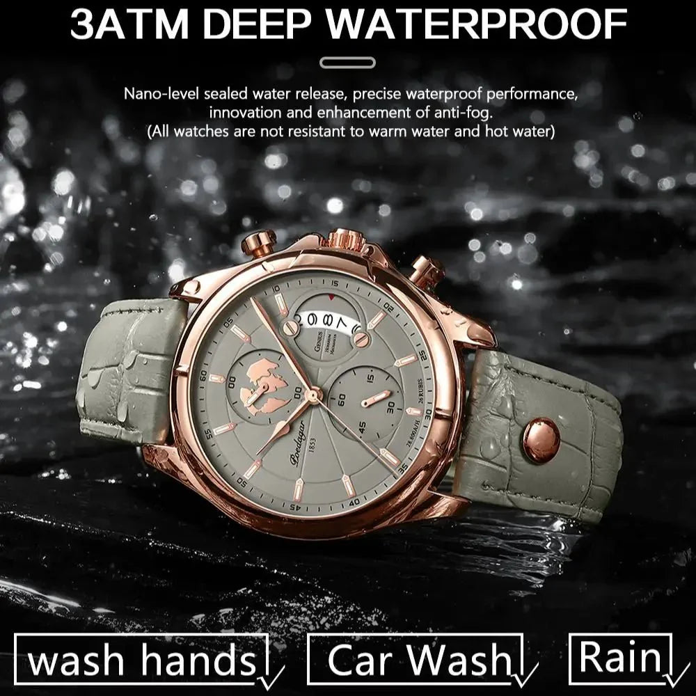 Professional men's chronograph watch. Executive design with precision quartz movement and a stylish leather strap.