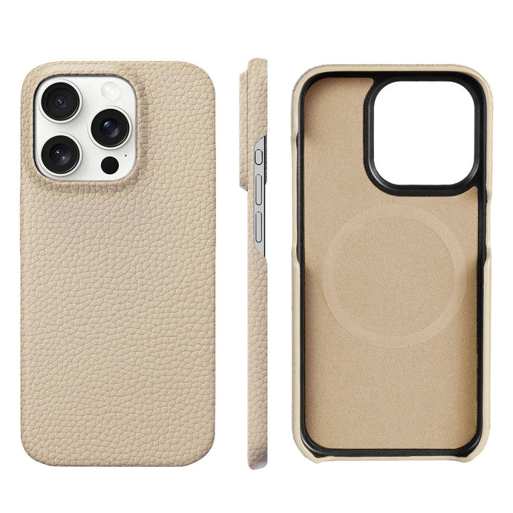 Men's executive black leather iPhone accessory, anti-scratch, shockproof, stylish.