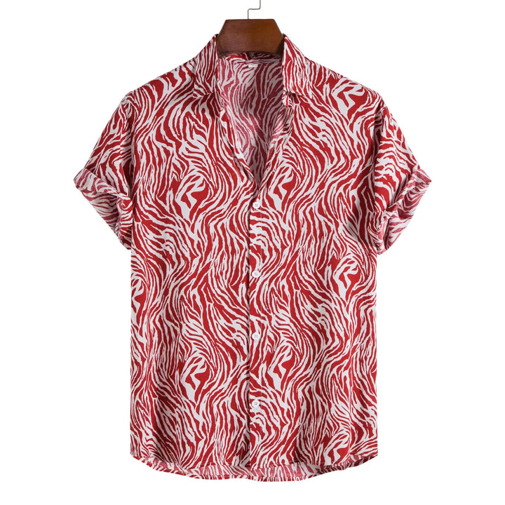 Unique men's exotic animal print short sleeve button-down, ideal as a statement or summer shirt.
