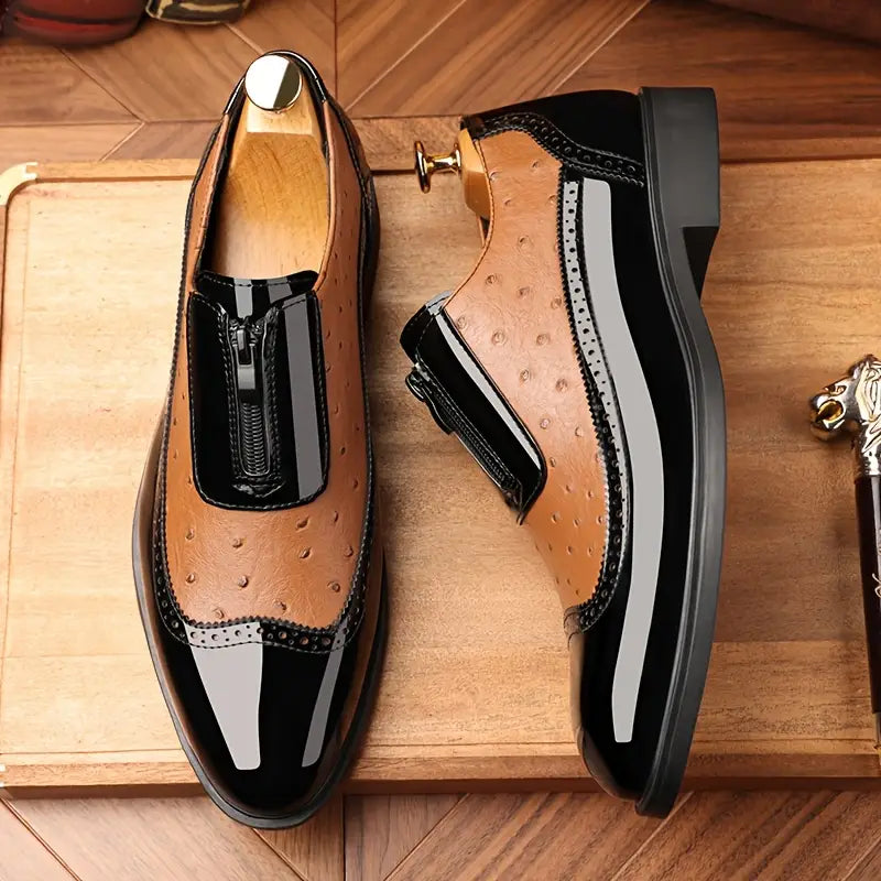 Sharp men's exotic style loafers with a distinctive zip accent, ideal for a refined formal presence.