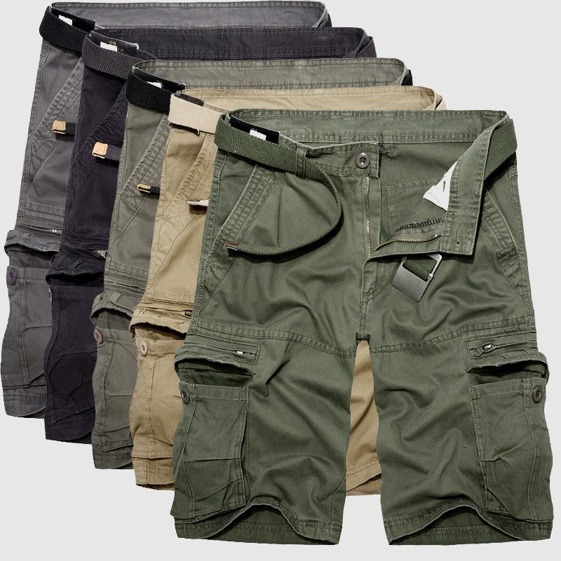 Rugged men's outdoor shorts, perfect for travel or casual wear with ample storage space.