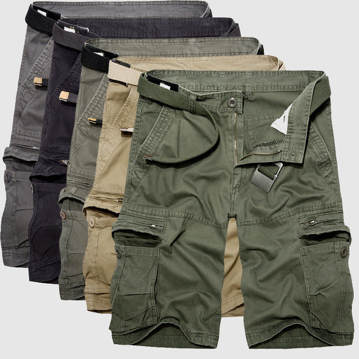 Rugged men's outdoor shorts, perfect for travel or casual wear with ample storage space.