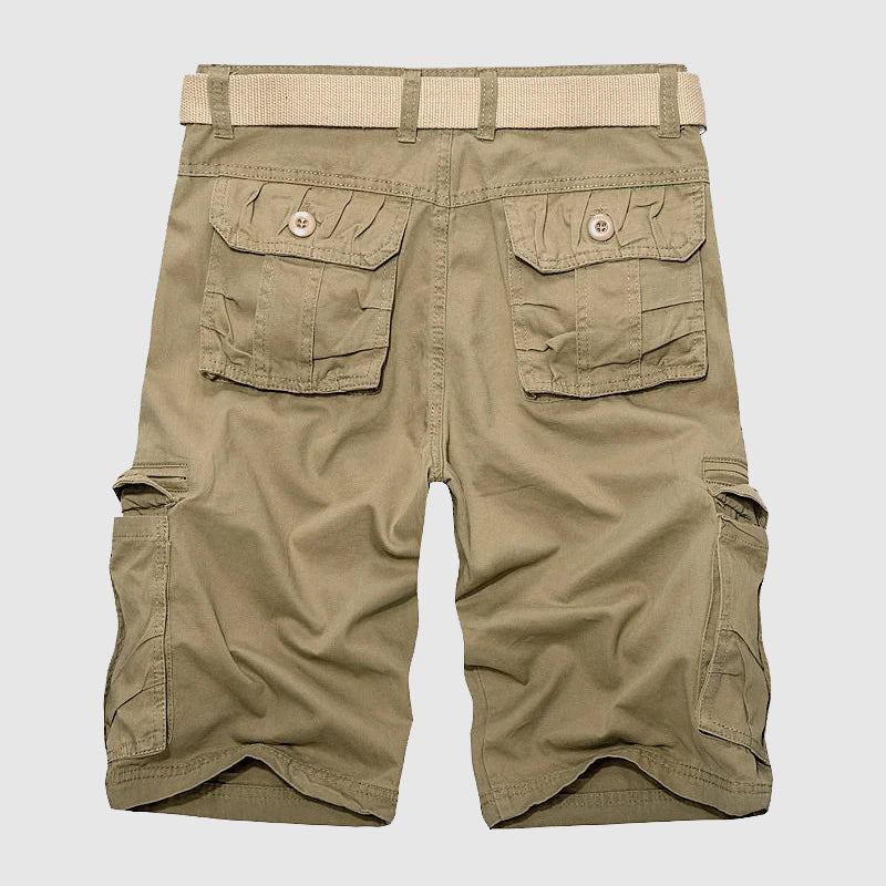 Stylish men's adventure cargo shorts, engineered for durability & versatility in any outdoor setting.