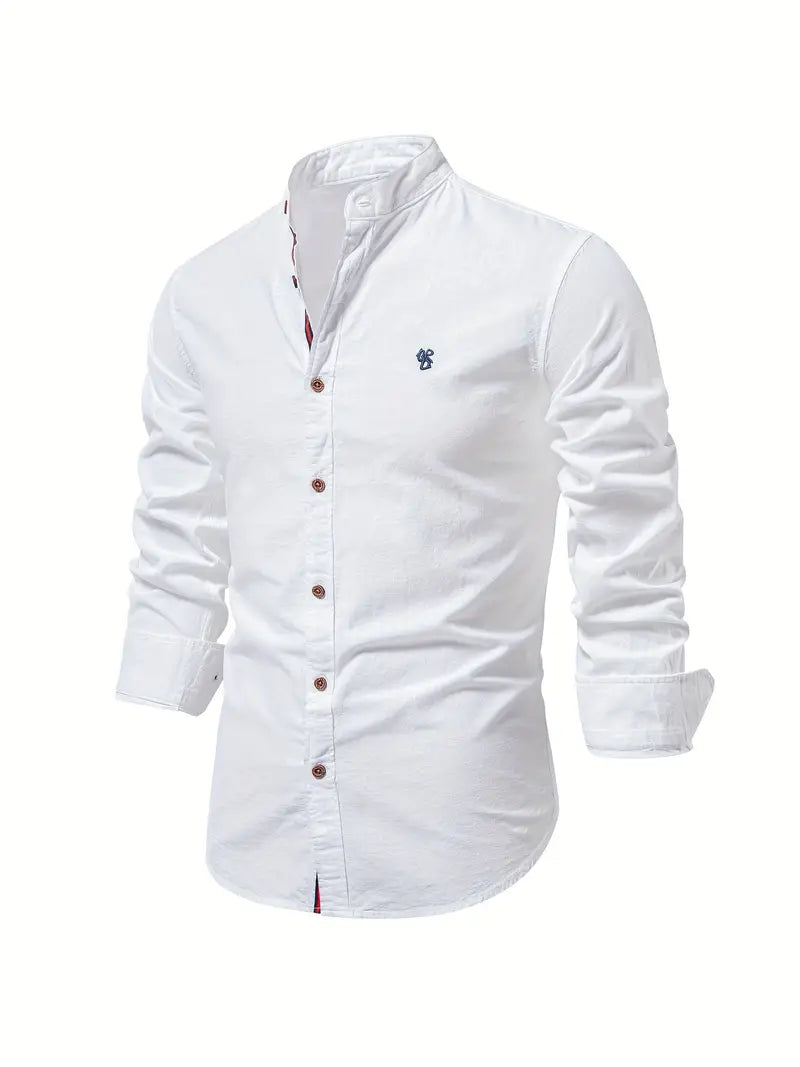 Versatile Leon men's long-sleeve button-up shirt, ideal for casual or formal spring outfits & comfort.