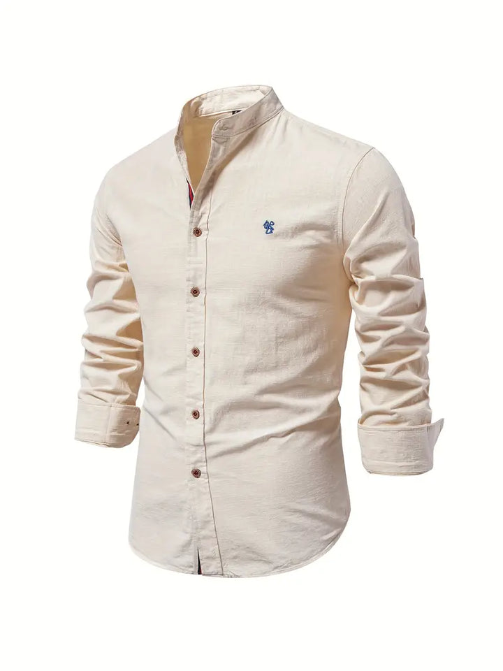 Stylish men's long-sleeve button-up shirt, a must-have for spring fashion; available in multiple colors.