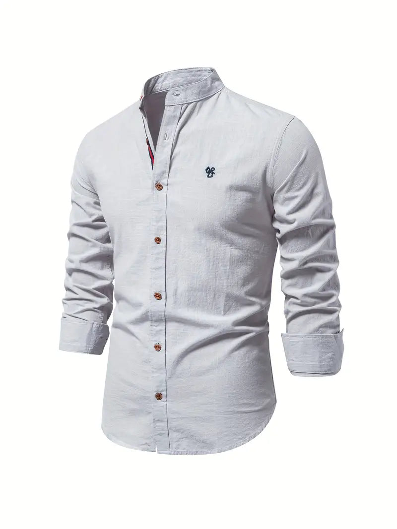 New arrival: Men's trendy long-sleeve button-up shirt for stylish spring fashion, offering comfort.