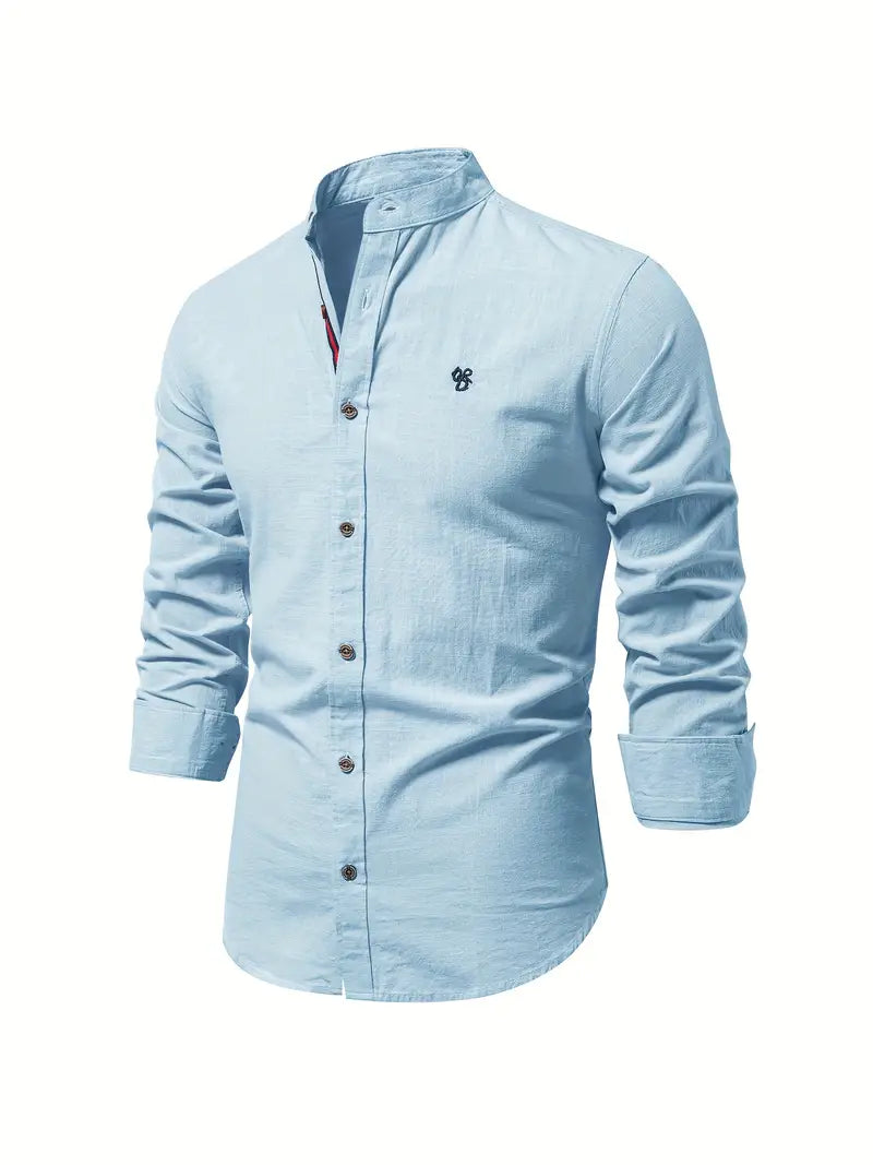 Leon men's long-sleeve button-up shirt; perfect for comfortable, stylish spring casual or formal wear.