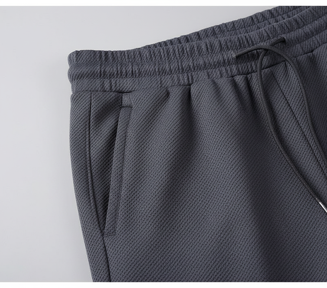 Comfortable black Lycra suit for men, a fashionable athletic leisure two-piece set.