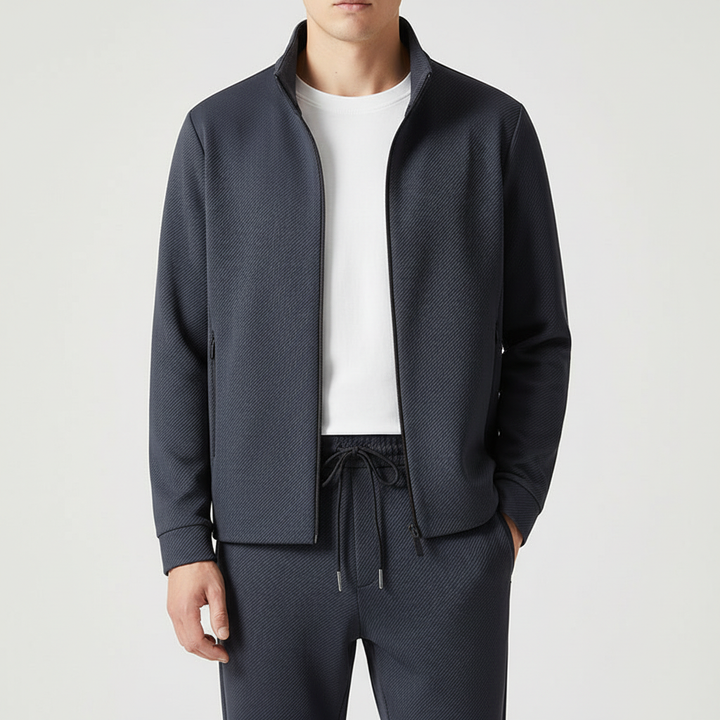 Stylish men's Lycra loungewear, two-piece set, perfect for modern casual fashion.