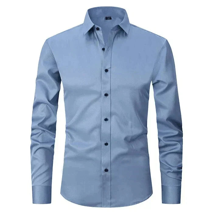 Felix men's elastic shirt. Stretchy, breathable long-sleeve top ideal for modern men's casual & business style.