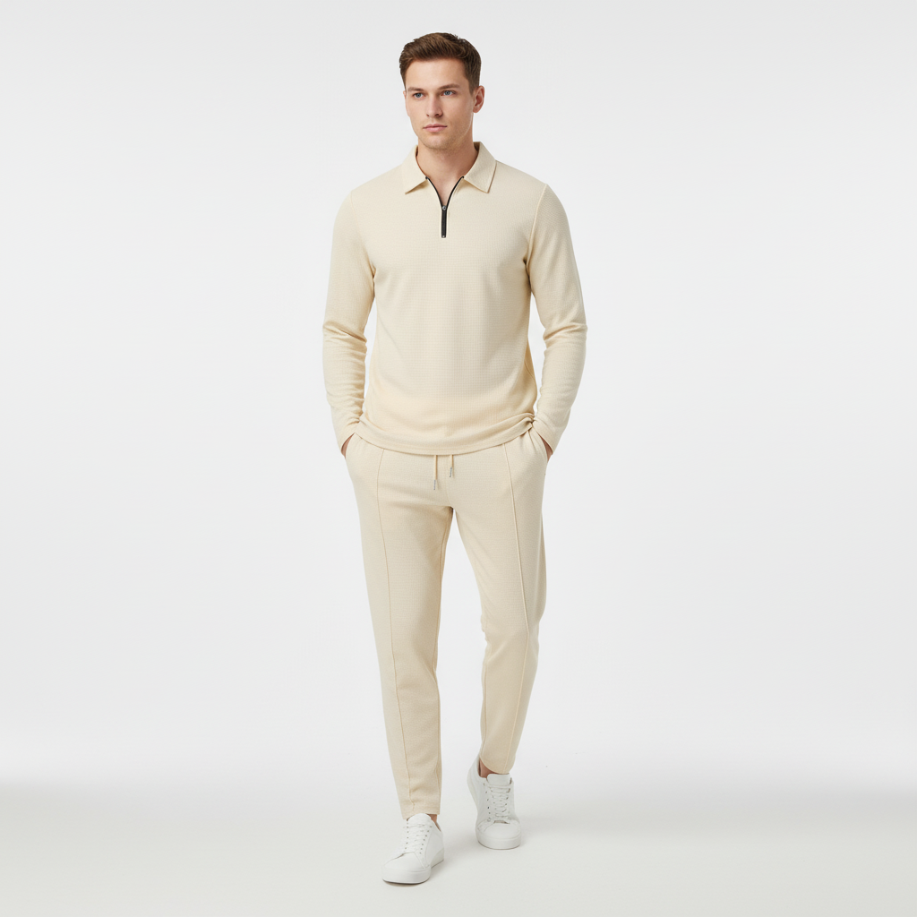 Felix men's athletic set, gray long sleeve & joggers. Ideal for casual wear & comfort, full outfit.