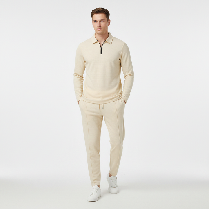 Felix men's athletic set, gray long sleeve & joggers. Ideal for casual wear & comfort, full outfit.