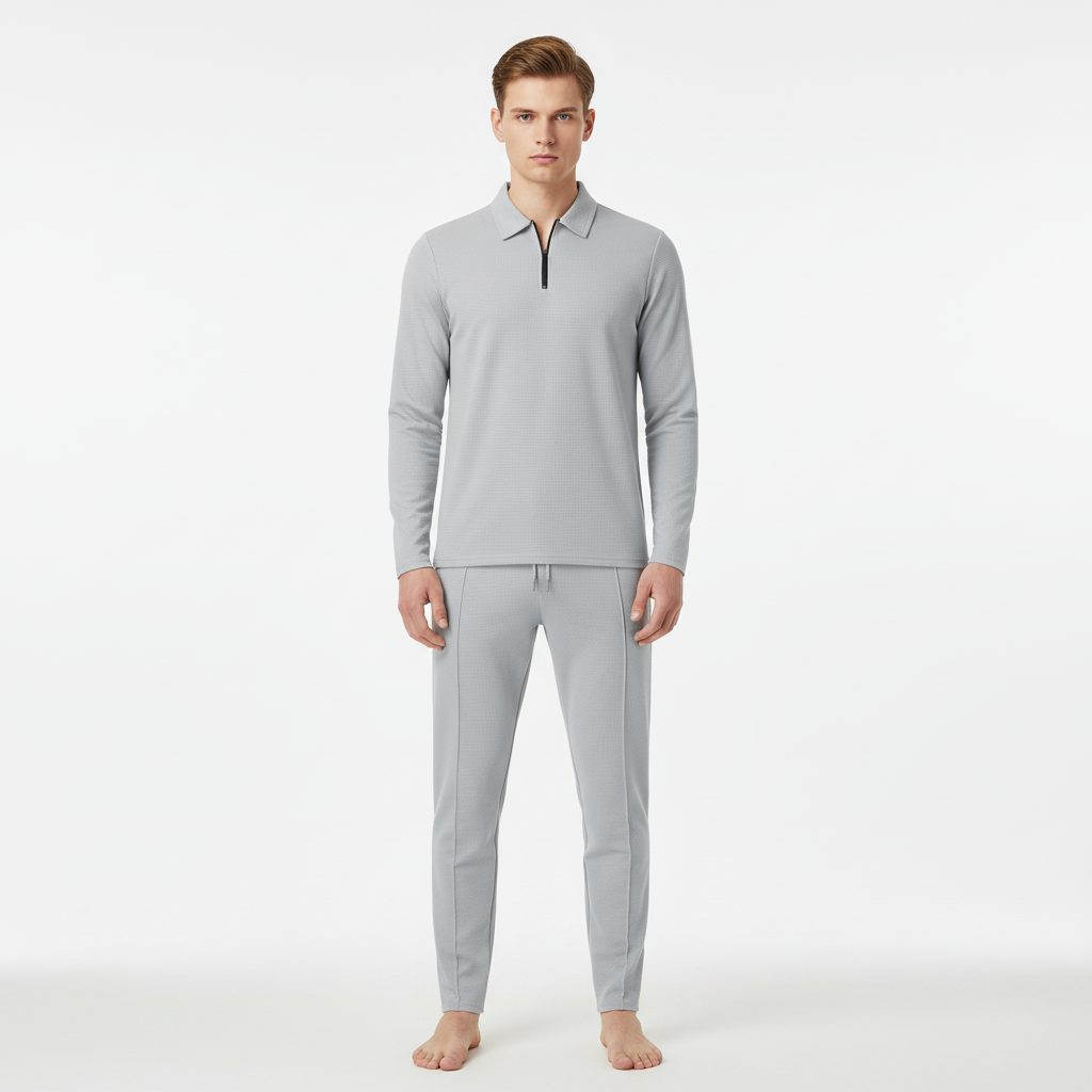Back view of men's Felix casual wear set, long-sleeve top and joggers, comfortable athletic outfit.