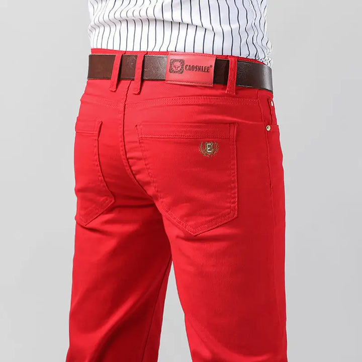 Men's Fireline stretch denim statement trousers, slim fit, ideal for daywear or night out fashion.
