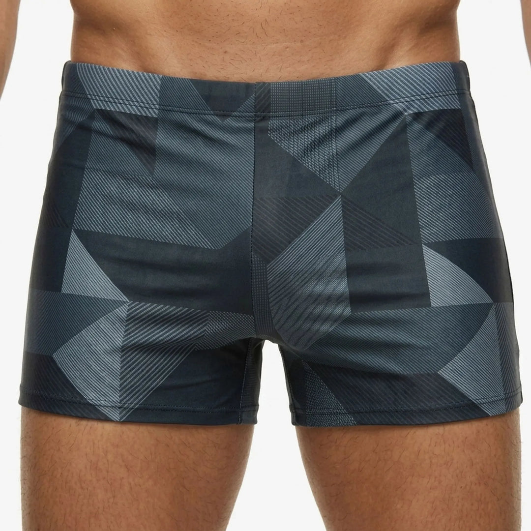 Athletic swim boxer briefs for men, featuring a quick-dry fabric perfect for active beachwear and surfing.