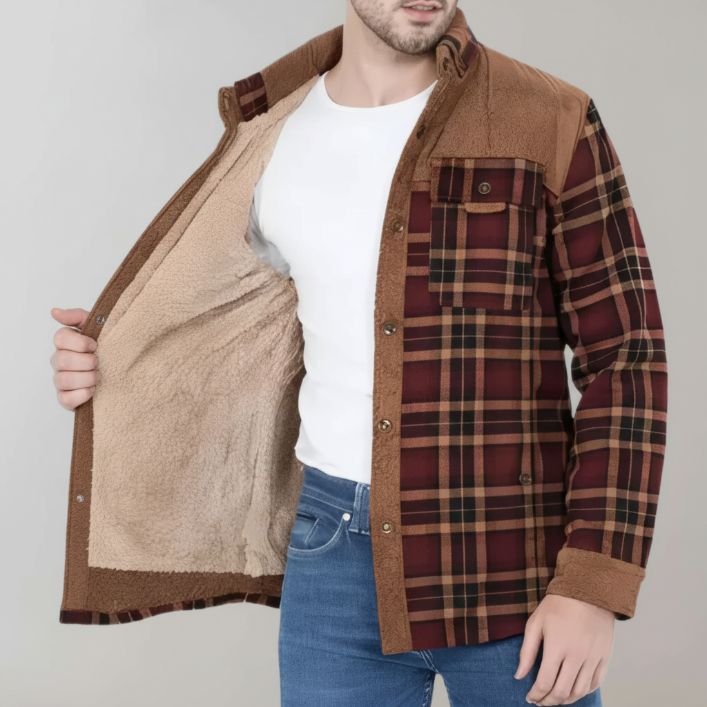 Lars men's padded flannel jacket, diamond-patterned, ideal for winter