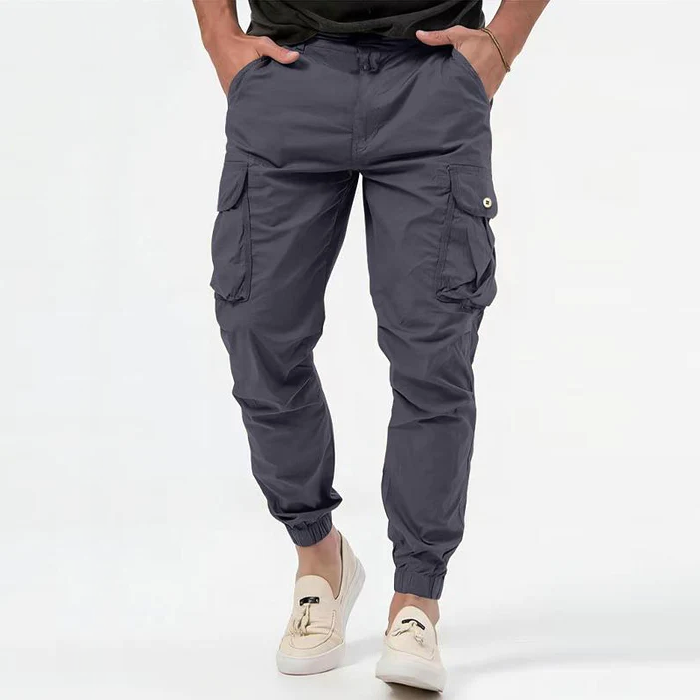 Men's Flex Cargo Joggers in black, offering ultimate comfort & stretch for casual everyday wear & active movement.