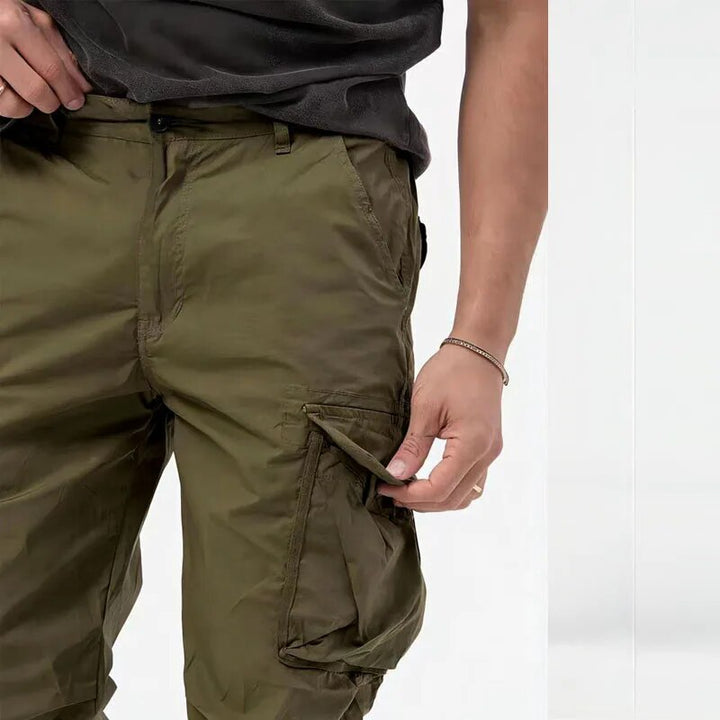 Comfortable men's flex joggers with practical cargo pockets, combining style with activewear functionality.