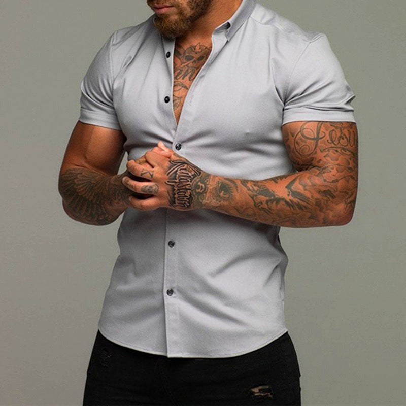 Men's Flex-Fit Short Sleeve Shirt, tailored for movement & comfort. Ideal for smart casual everyday wear.