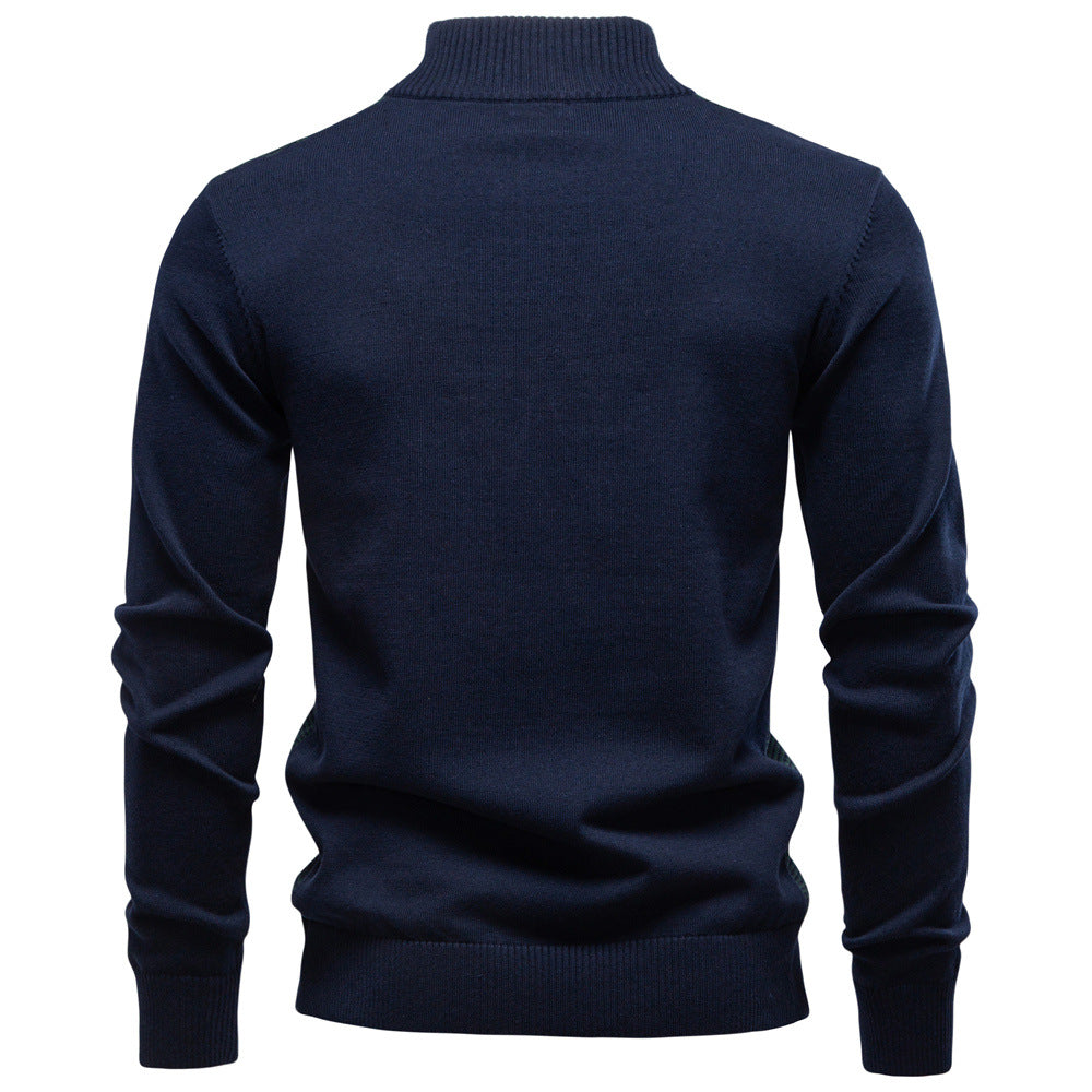 Classic style men's half-zip sweater, perfect for fall, long sleeve and comfortable.