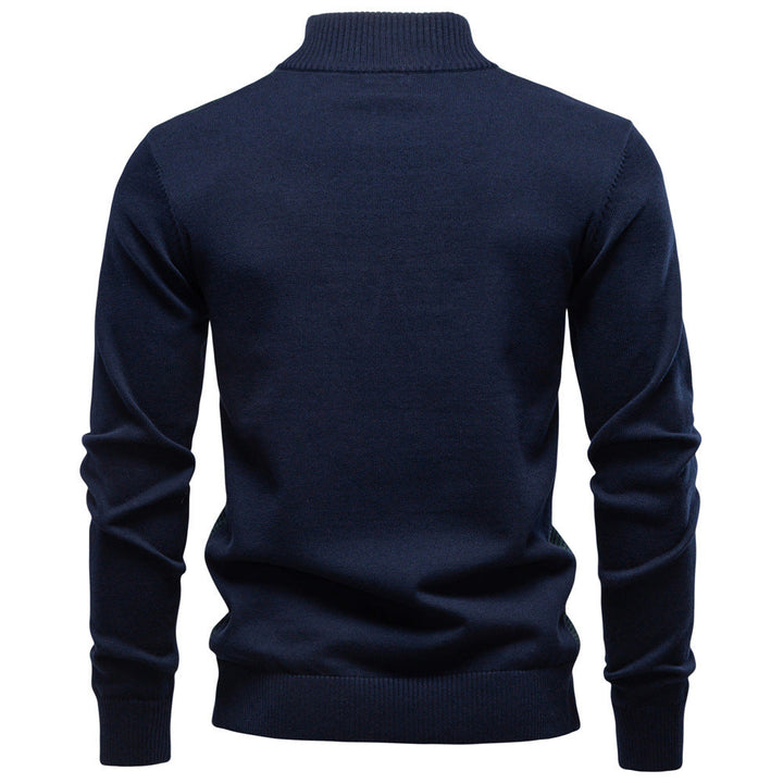 Classic style men's half-zip sweater, perfect for fall, long sleeve and comfortable.