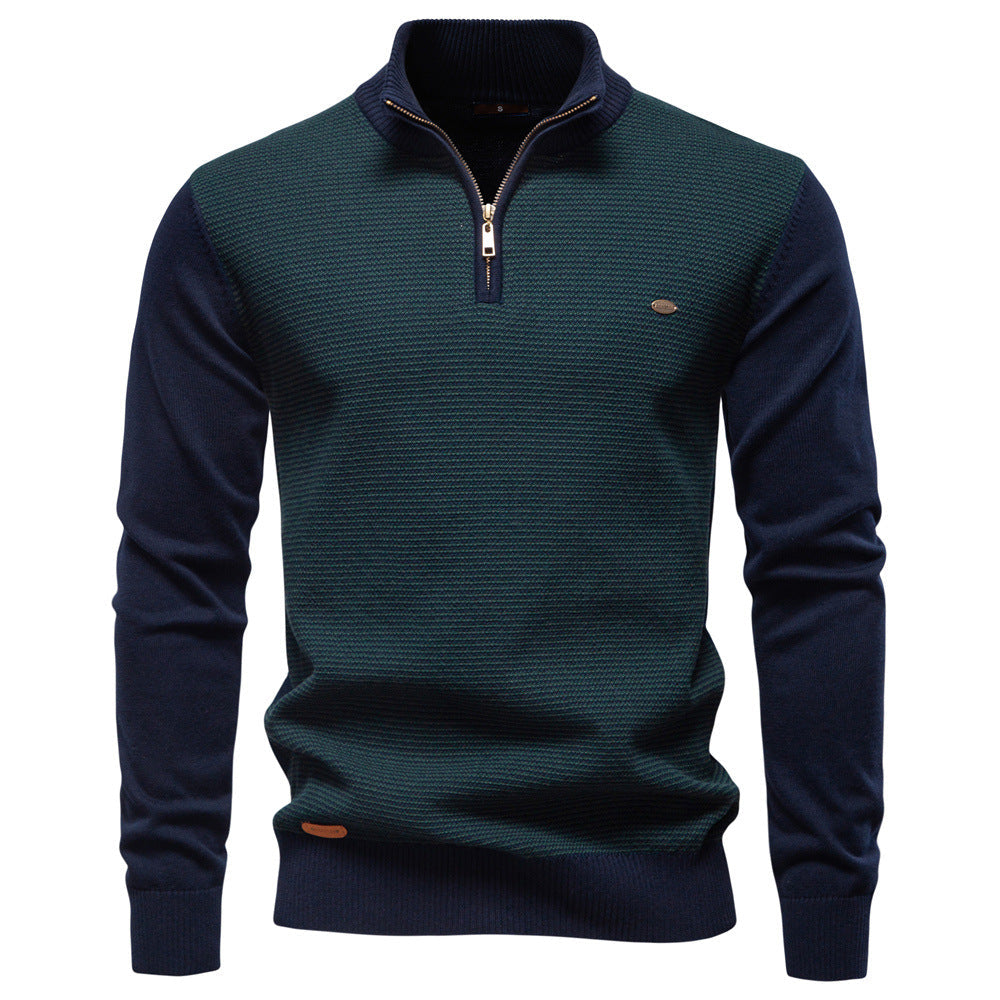 Versatile men's long sleeve half-zip sweater, perfect for fall fashion and casual outfits.