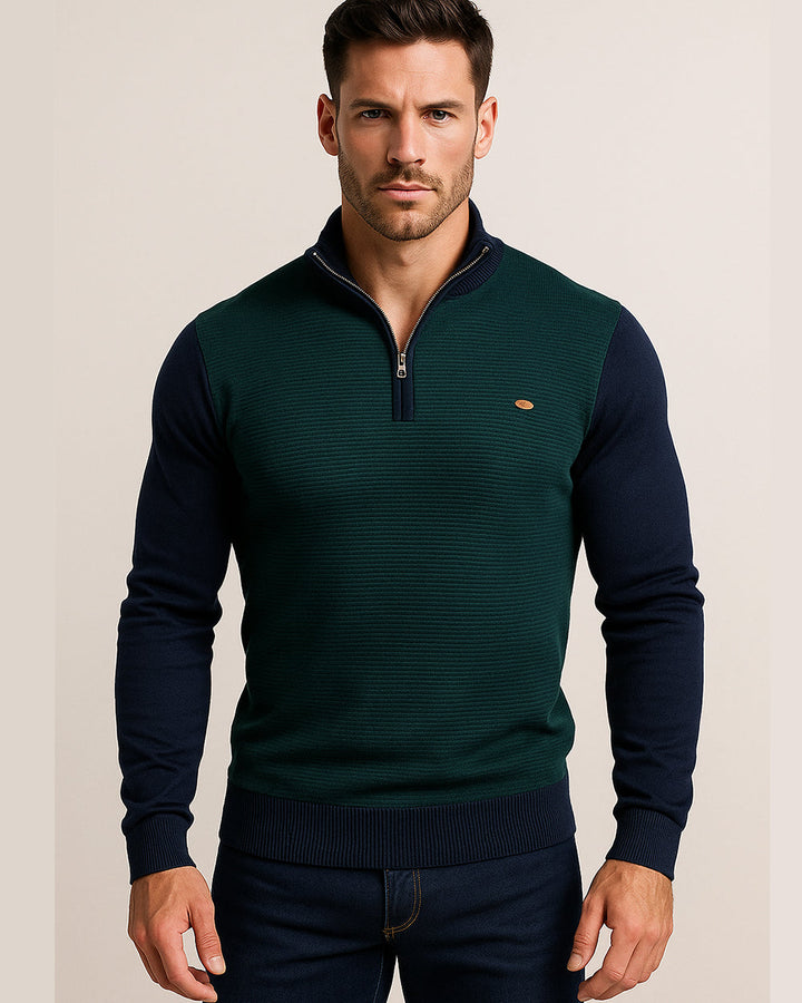 Men's versatile half-zip sweater, long sleeve comfort for fall fashion & daily wear.