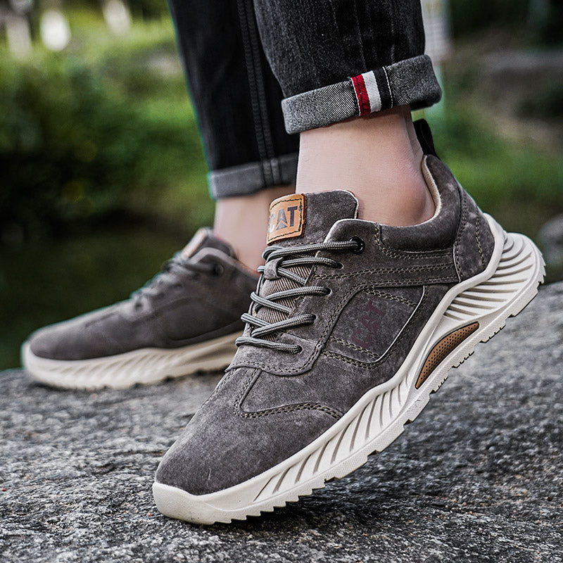 Modern Gray Men's Forge casual sneakers, durable & comfortable for urban walking street style.