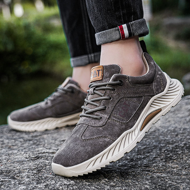 Modern Gray Men's Forge casual sneakers, durable & comfortable for urban walking street style.