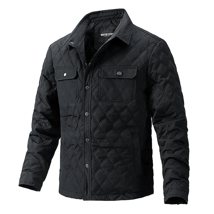 Stylish men's outdoor jacket, quilted for a rugged look, perfect for versatile outerwear.