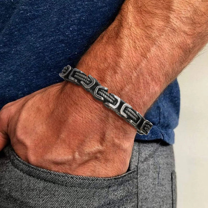Men's forged stainless steel chain bracelet. Durable, stylish accessory with a polished finish.