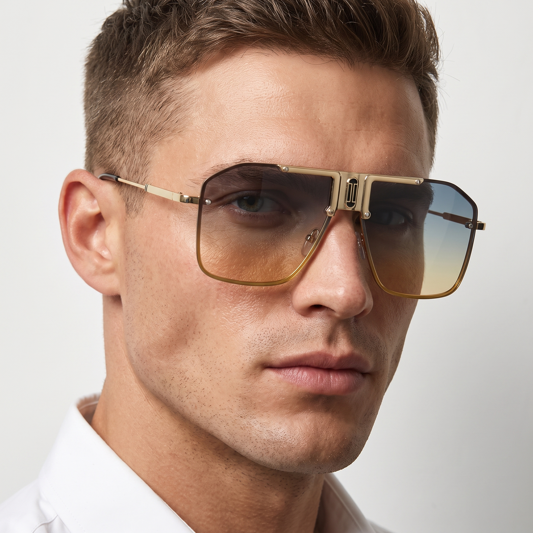 Stylish men's UV400 frameless eyewear, excellent for driving & everyday outdoor adventures.