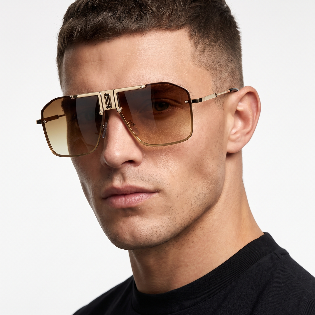 Modern frameless sunglasses for men, offering lightweight comfort & essential UV400 protection.