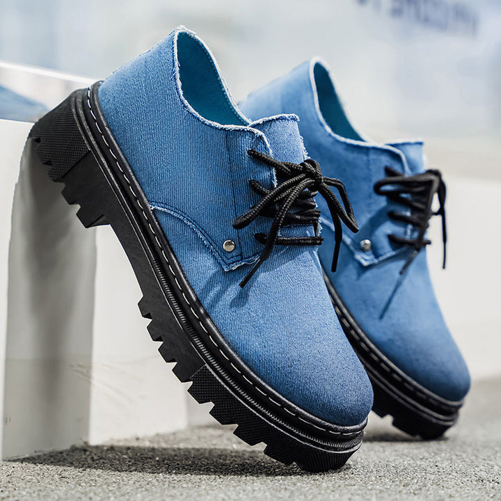 Men's frayed edge denim shoes, perfect for casual summer style and comfort.